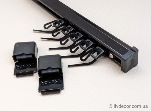 Карниз KS-1 чорний (1-ряд) з кронштейном "SMART" алюмінієвий (укомплектований)