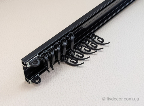 Карниз EUROSLIM 7мм чорний (2-ряд) алюмінієвий (укомплектований)